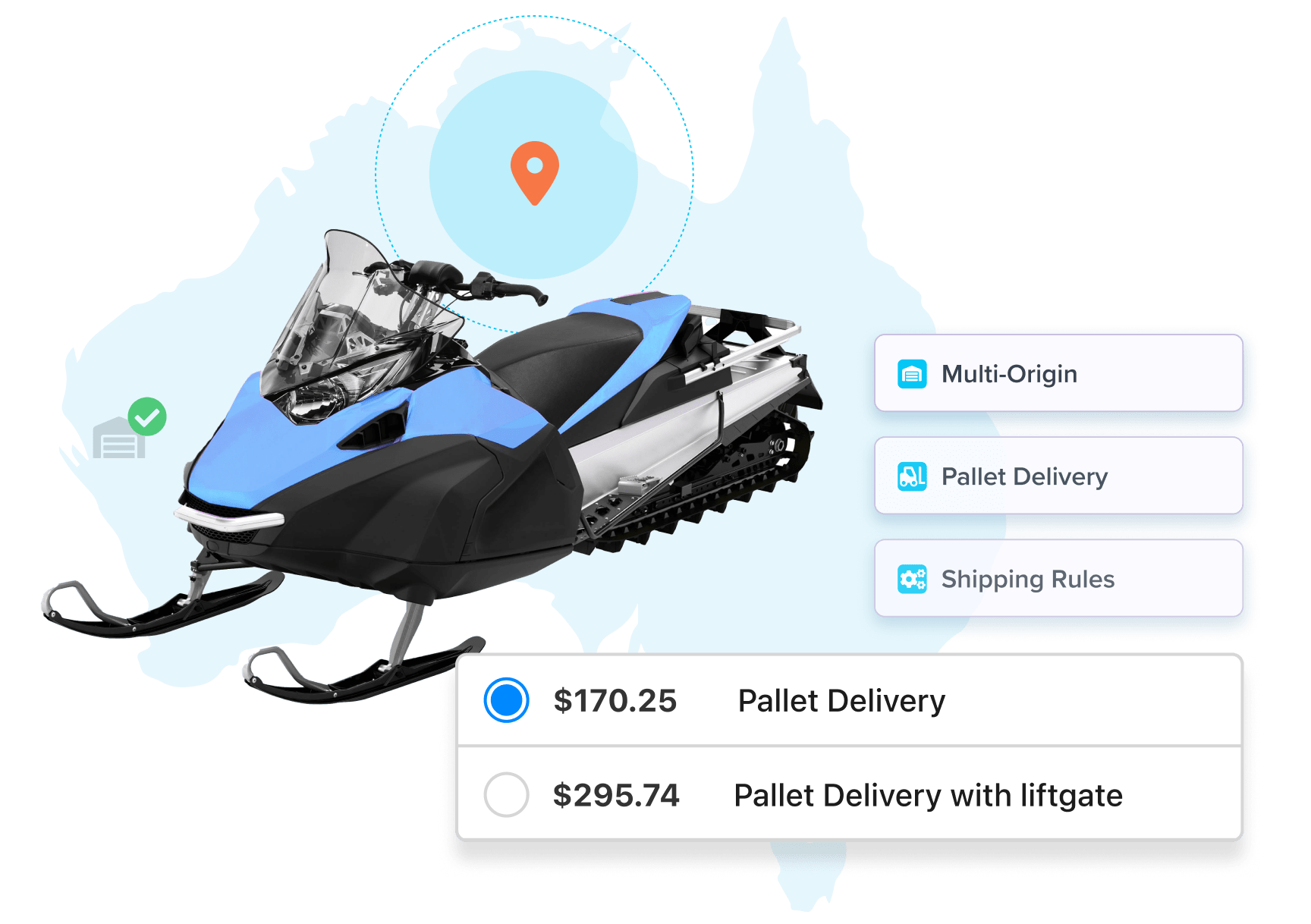 ShipperHQ checkout options shipping a Snowmobile