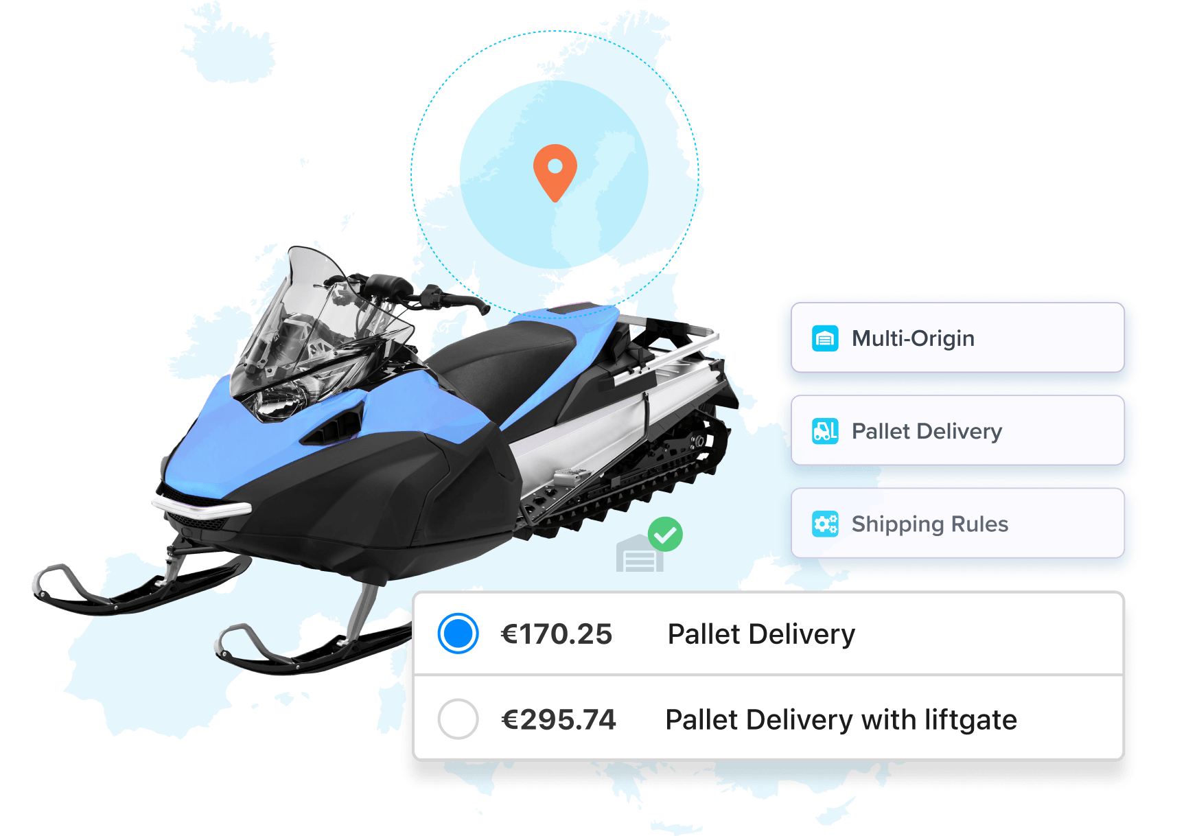 ShipperHQ checkout options shipping a Snowmobile