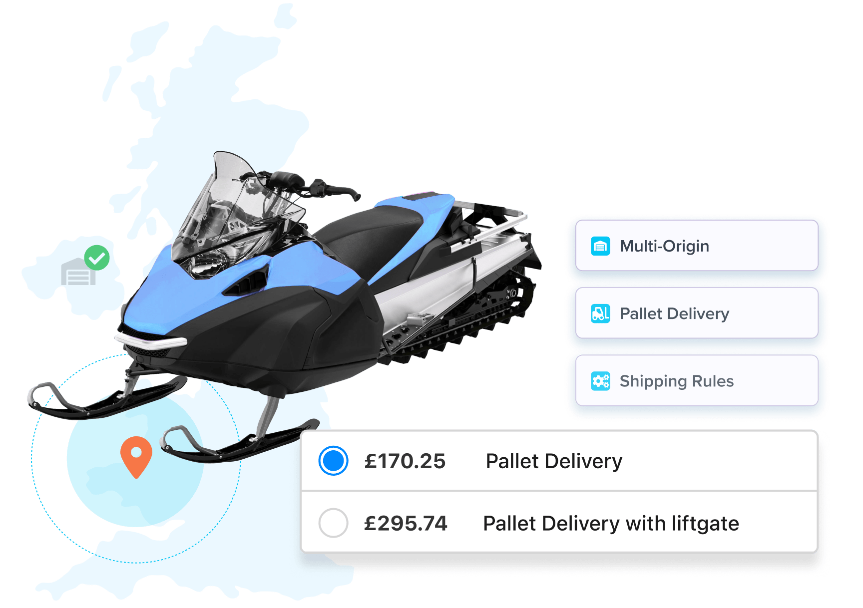 ShipperHQ checkout options shipping a Snowmobile