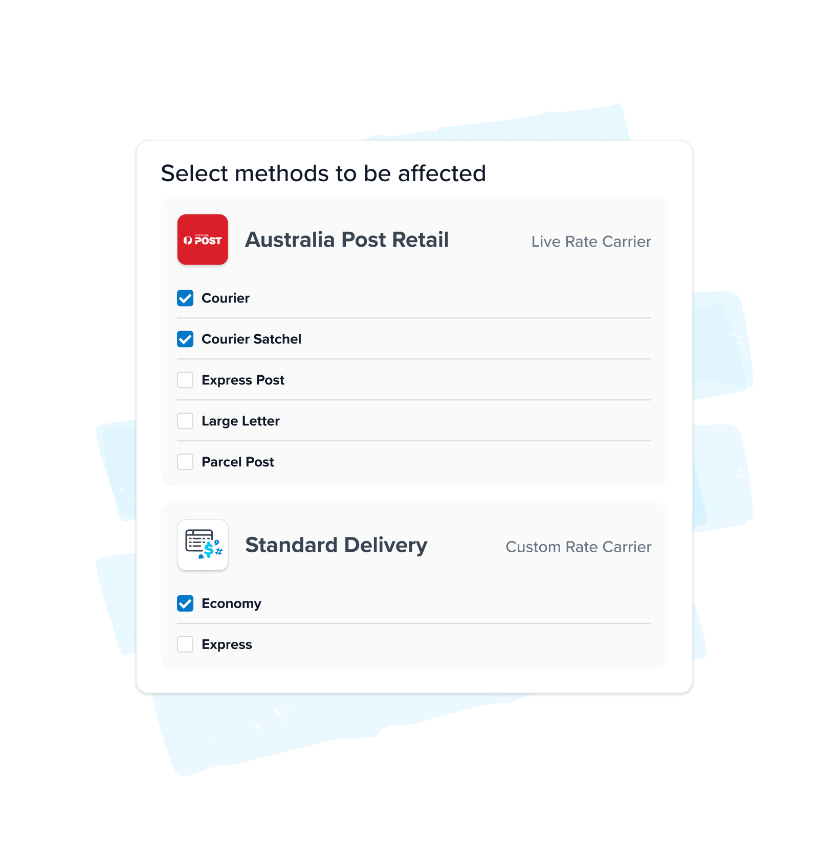 Select carriers and methods