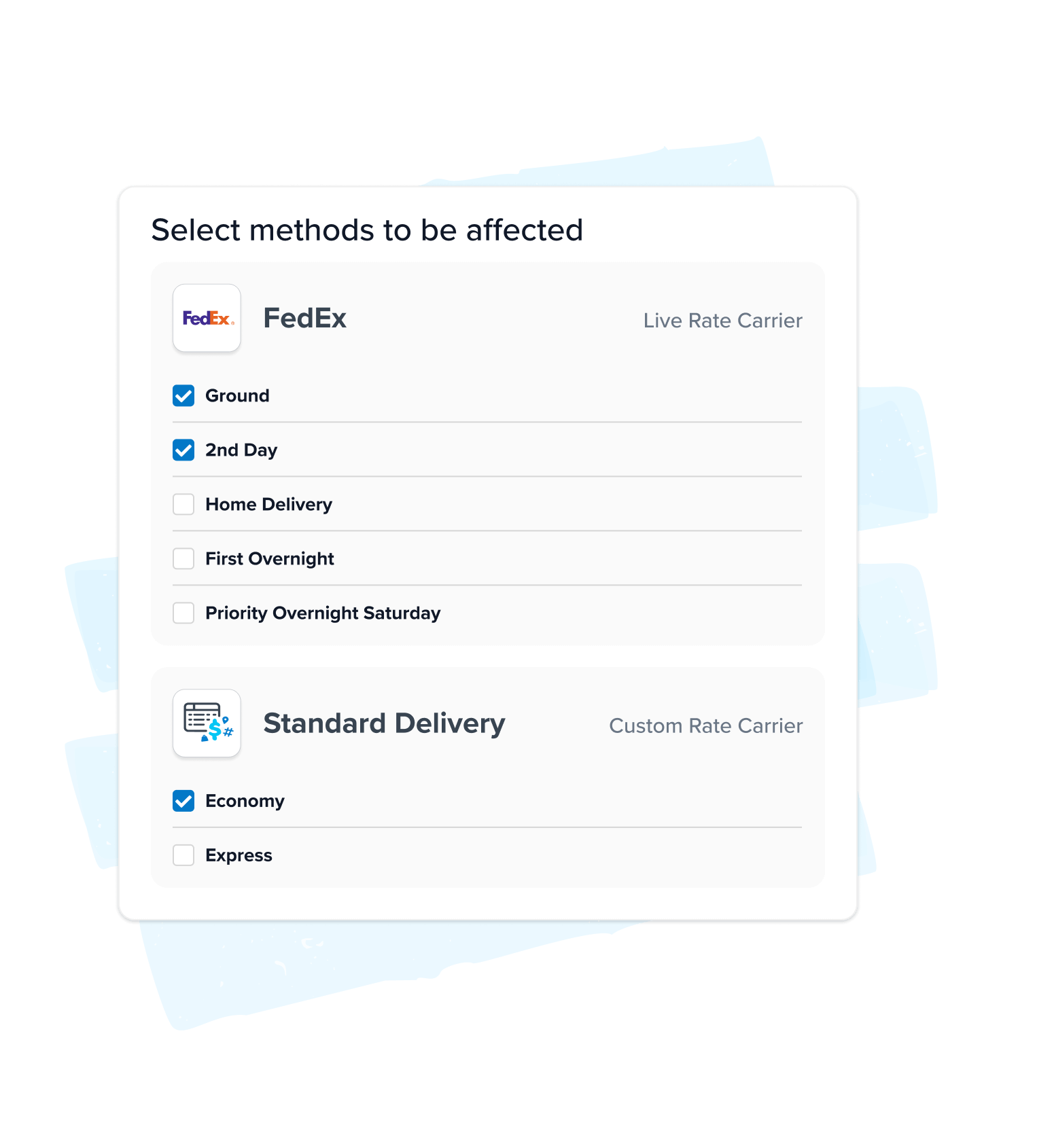 Select carriers and methods
