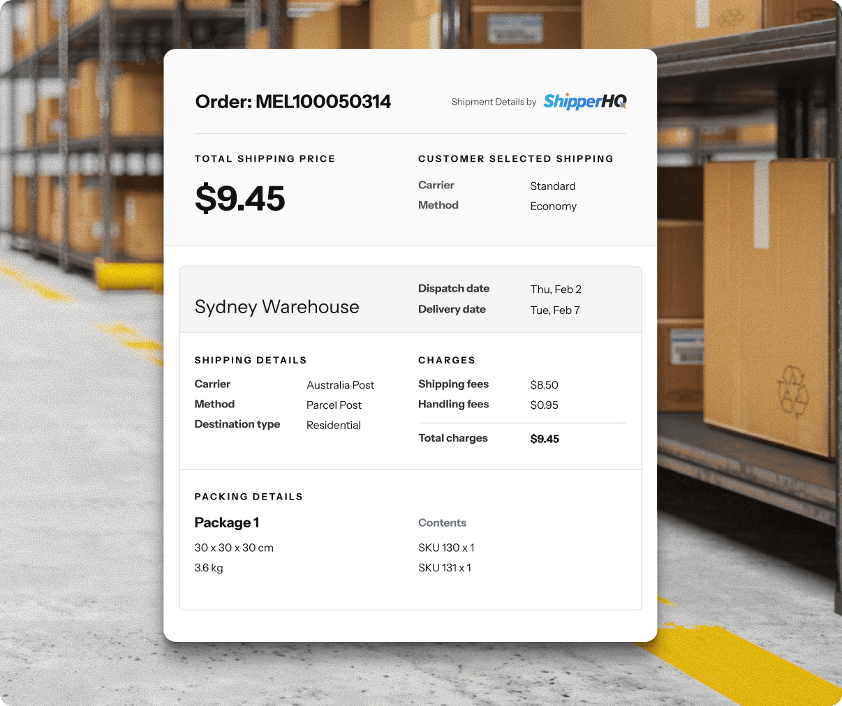 Advanced Shipment Details