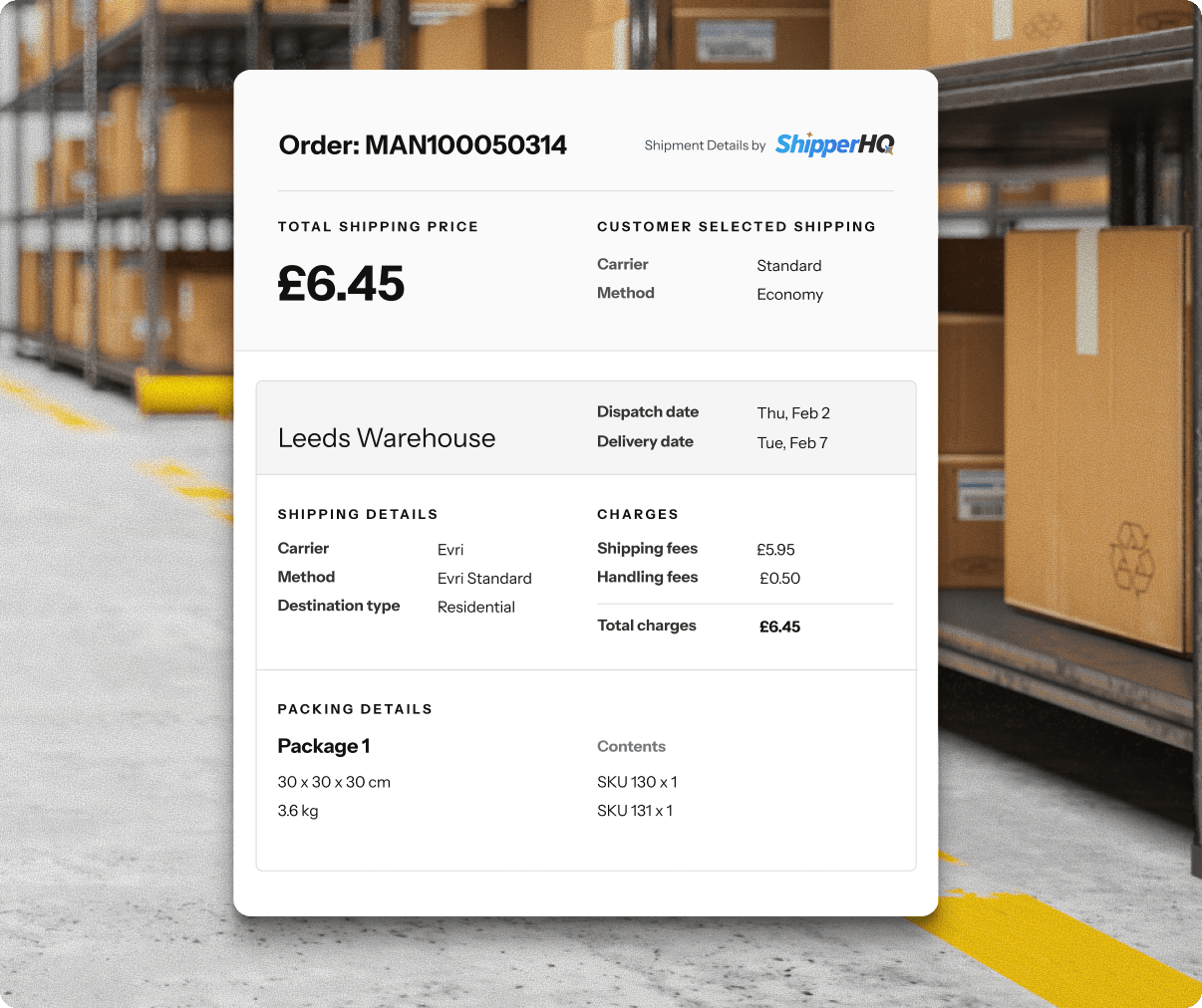 Advanced Shipment Details