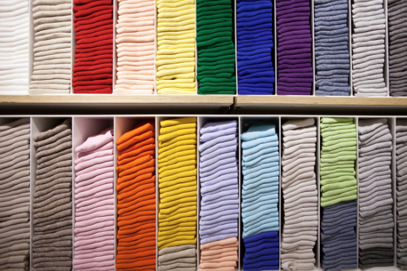 multi origin shipping tips A shelf full of different colored socks — an example of multi-origin inventory management